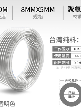 PU气管软管8mm气线12高压6气带10软管气泵气线空压机配件大全气缸