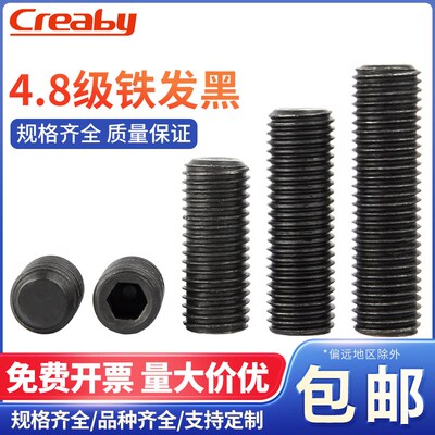 4.8级细牙紧定螺丝内六角平端机米顶丝止付螺钉M8M10M12M14M16M20