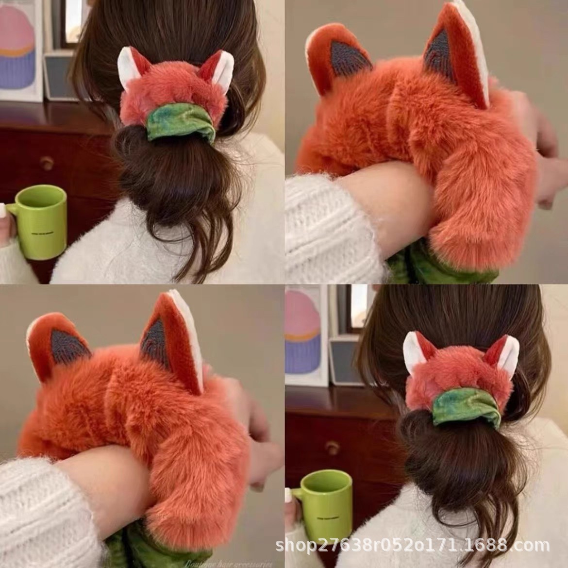 狐尼克毛绒发圈疯狂动物尼克朱迪发绳女卡通扎头发头绳大肠圈皮筋