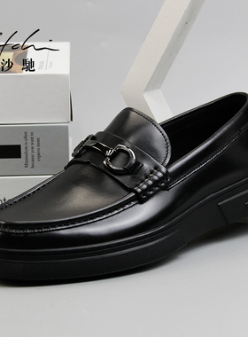 沙驰男鞋2025年秋季新款皮鞋男牛皮休闲舒适软面套脚乐福鞋驾车鞋