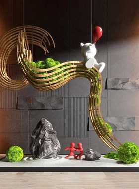 现代室内创意仿生植物艺术花艺装置生态小品假R绿植悬挂景观造景