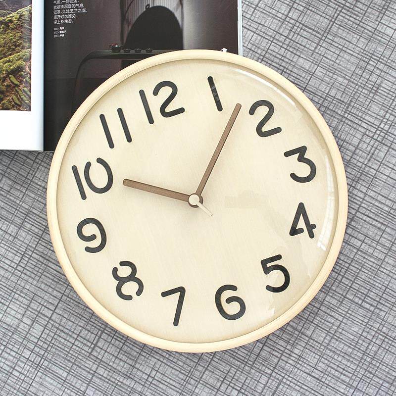 MJK简约现代实木挂钟客厅家用时尚个性创意时钟静音挂墙轻奢北欧