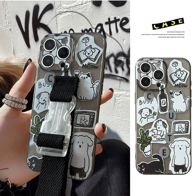 手绘卡通小狗腕带苹果16promax手机壳15适用iPhone 15plus支架14斜挎13透明12原创11软壳Xmax不撞款8p小众xr,3C数码配件,手机保护套/壳,淘宝优惠券,粉丝福利购,淘宝优惠卷