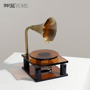 轻奢留声机意式摆件高级感客厅酒柜玄关电视柜摆设样板间软装饰品