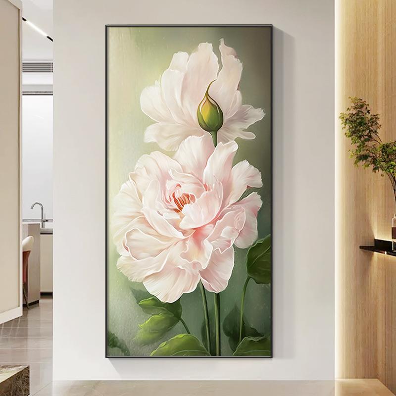 花开富贵牡丹挂画入户玄关装饰画花卉现代简约大气客厅走廊墙壁画