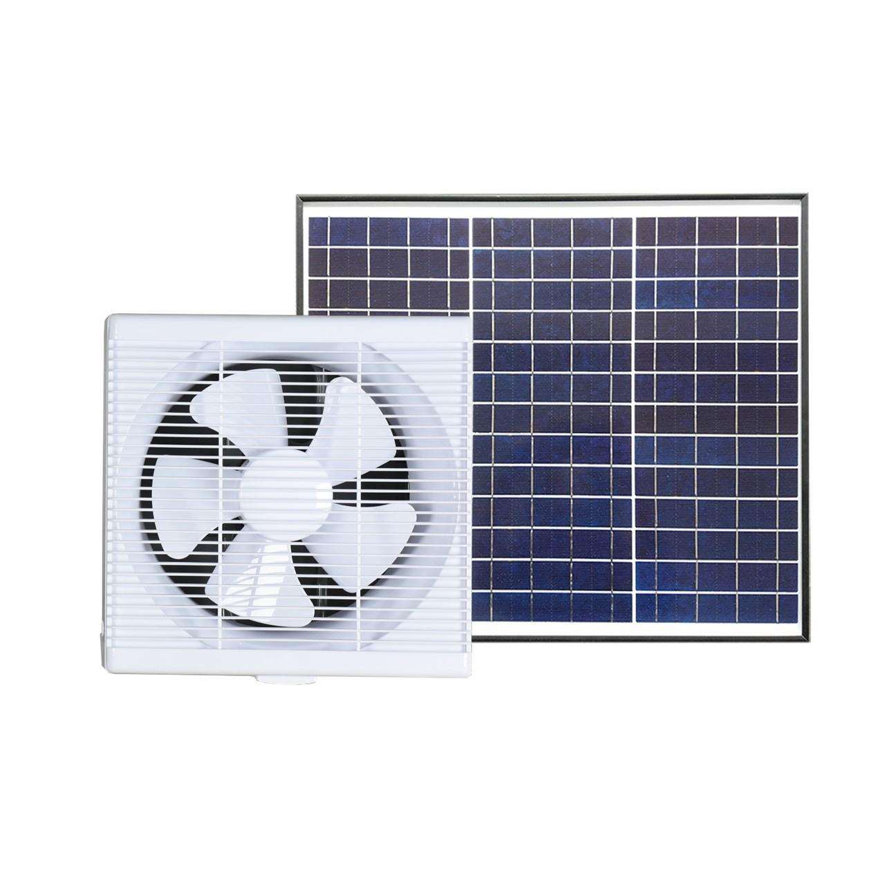 10寸家用塑料排气扇 太阳能板30W 太阳能墙壁安装排气扇