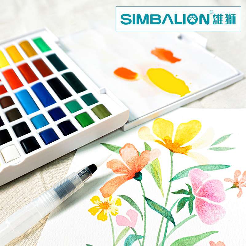 雄狮云波固型水彩颜料套装24色36色固体透明旅行写生便携绘画工具