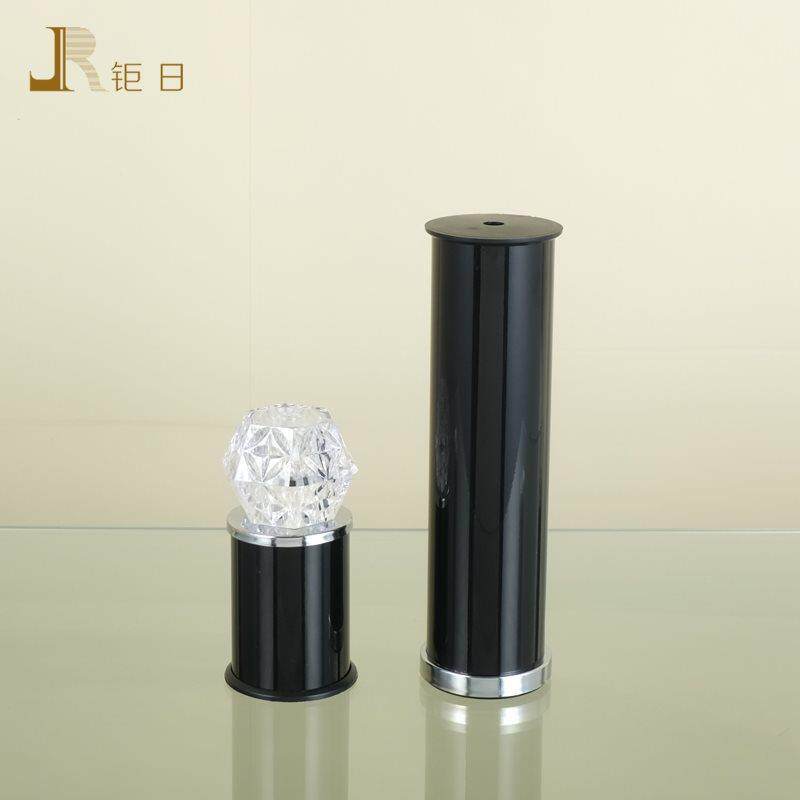 双层时尚玻璃茶几脚 圆形简约铝管花纹餐台脚 桌腿家具配件