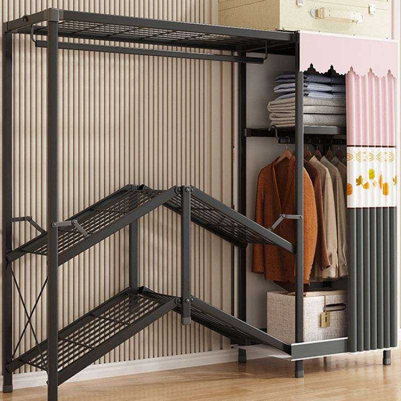 全钢架结实耐用出租房用折叠简易衣柜家用卧室免安装布小户型衣橱