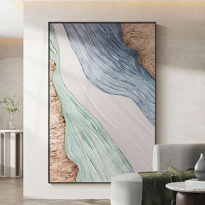 大芬村手绘油画简约抽象客厅装饰画餐厅玄关挂画高级感大幅落地画