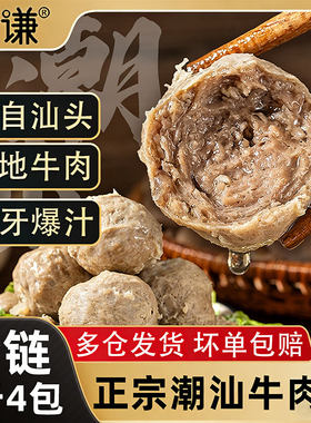 潮谦-潮汕牛肉丸正宗新鲜冷冻牛筋丸火锅麻辣烫煮汤丸子