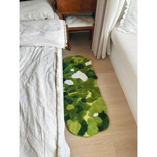森林苔藓地毯卧室床边毯加厚长条房间主卧床前地垫小清新毛绒脚垫