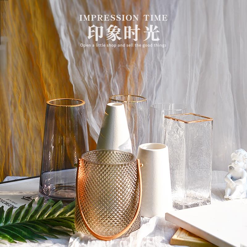 花瓶摆件客厅插花玻璃陶瓷轻奢富贵竹鲜花水养新中式复古网红花器