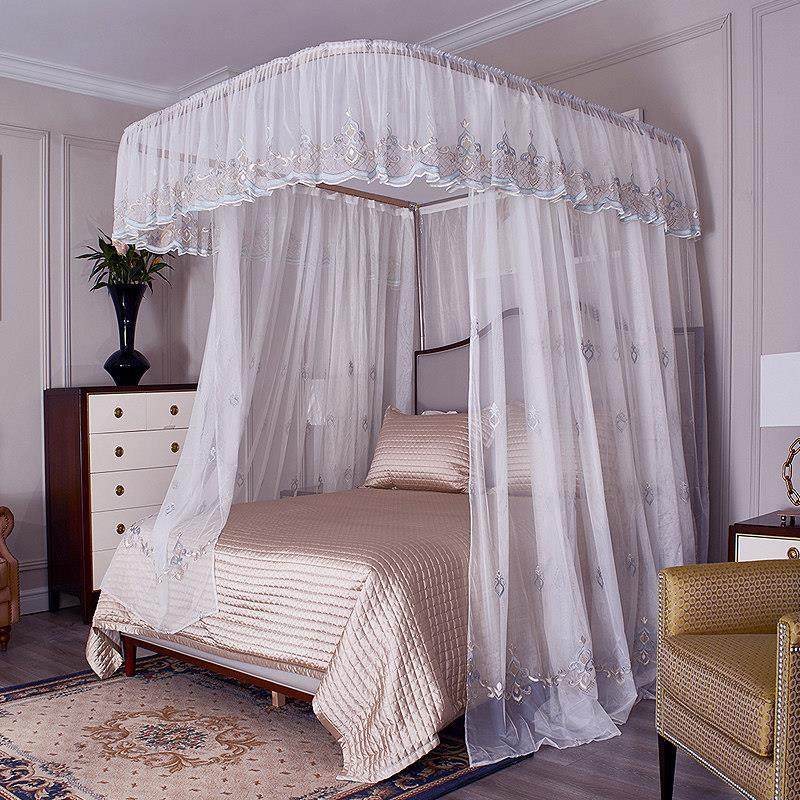 新款导轨蚊帐家用2025u型轨道公主1.8米床加密支架轻奢滑轨夏天