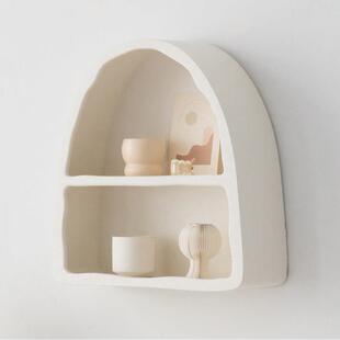北欧简约白色小型挂墙置物架桌面收纳柜卧室吊柜化妆品双层储物架