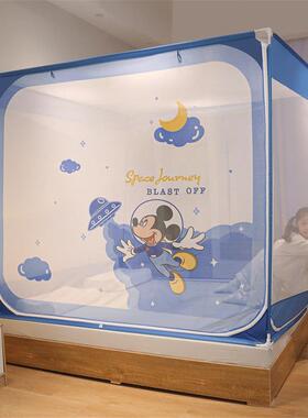 2025新款儿童防摔蒙古包蚊帐全底加粗支架坐床拉炼 炼 全封闭家用