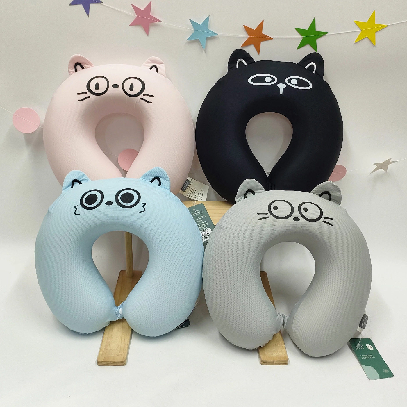 可爱猫咪U型颈枕毛绒玩具办公创意公仔午睡亲肤旅行枕儿童玩具