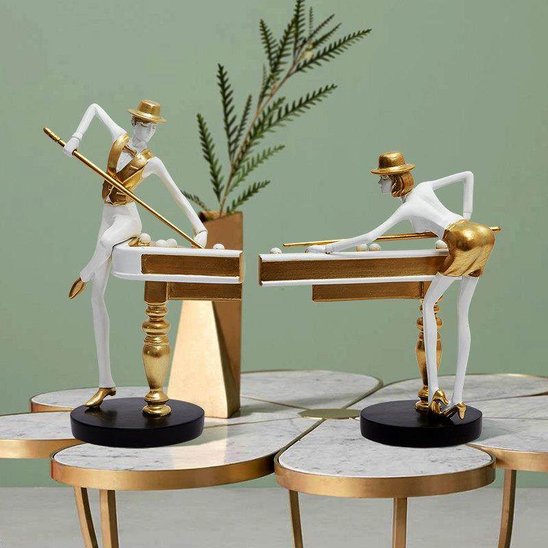 北欧风格简约打台球斯洛克人物家居装饰摆件工艺品台球馆装饰品