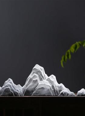 新中式创意陶瓷假山小摆件微景观鱼缸造景玄关茶桌装饰品禅意摆设