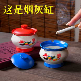 网红创意痰盂烟灰缸办公室客厅怀旧中式搞怪陶瓷带盖防飞灰烟缸