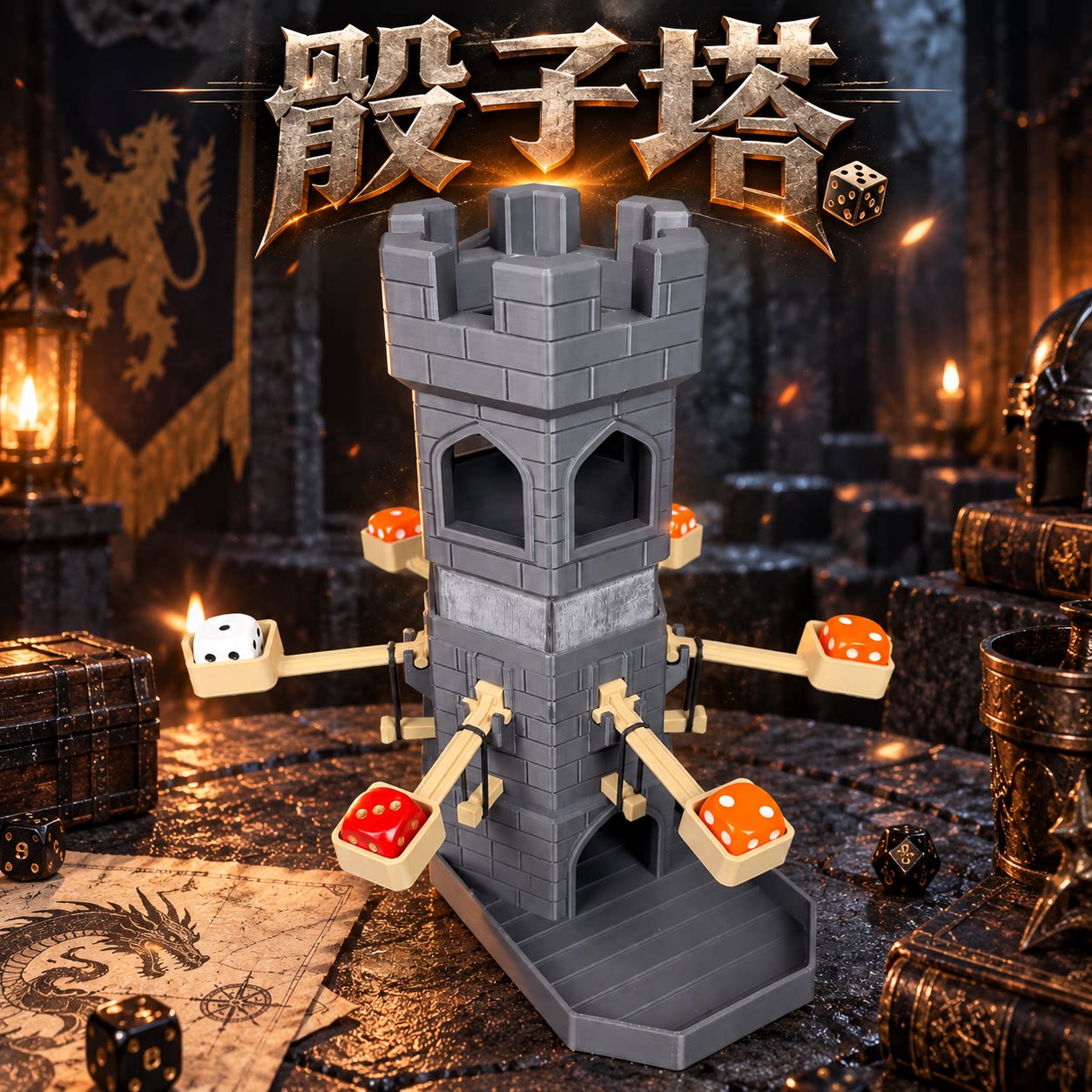 骰子塔弹射！3D打印定制模型图片