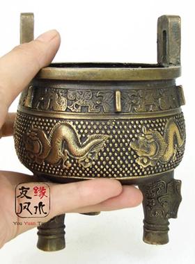 黄铜克鼎摆件铜鼎招财三足铜办公室客厅装饰品家用铜鼎香炉大小号