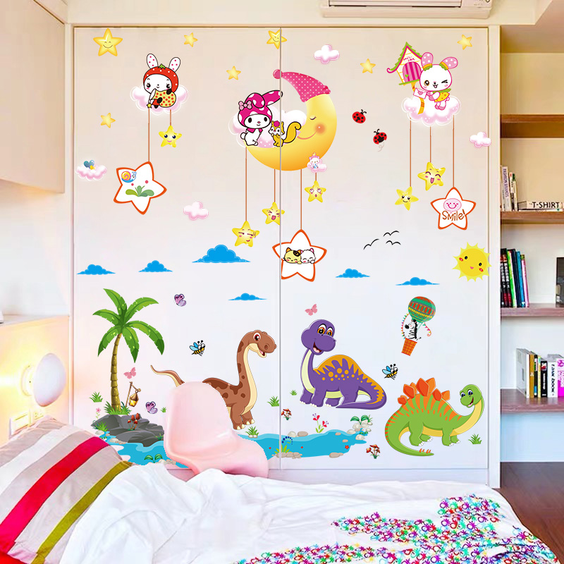 速发衣柜贴纸间子柜门翻新卧室墙壁纸自粘门贴房装饰儿童画柜布置