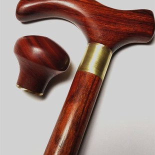 速发紫轻木手杖实木拐杖老人滑棍檀便防拐徒步圆头绅士文明棍登山