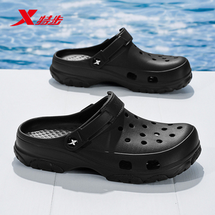 特步拖鞋官方2025新款夏季旅游软底防滑涉水户外青少年舒适洞洞鞋