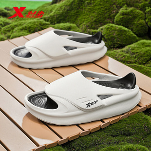 特步拖鞋 厚底运动夏天男生外穿沙滩防滑凉拖 官方旗舰2025夏季 新款