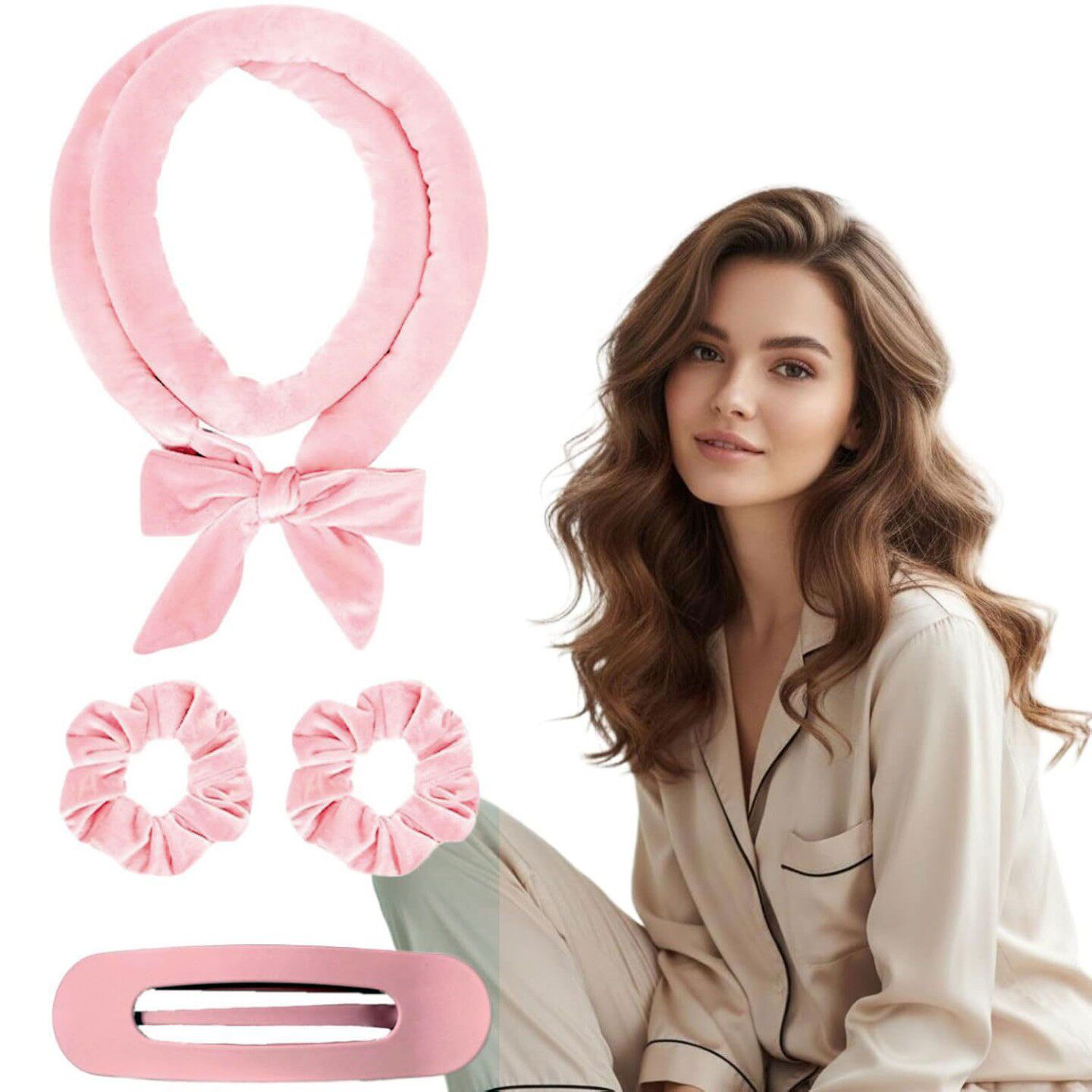 网红同款蝴蝶结卷发发带居家免烫大波浪过夜定型美发小发饰