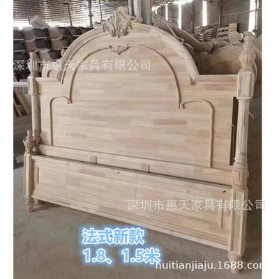 法式复古实木床白胚美式轻奢双人床白茬卧室家具1.8米半成品家具