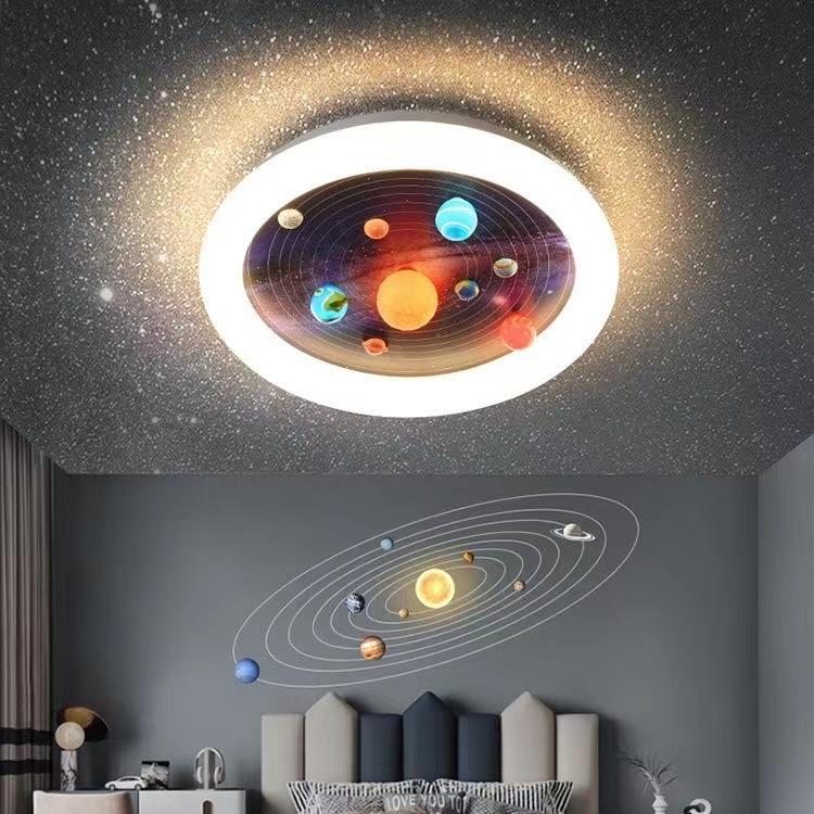 儿童房吸顶灯八大行星太阳系星球灯男孩房间现代简约LED卧室灯具