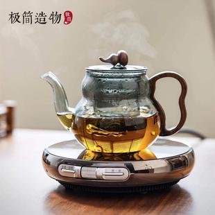 福禄侧把高硼硅玻璃泡茶壶加厚耐高温家用电陶炉煮茶水分离茶具