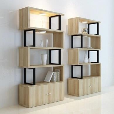 货柜落地隔断展示书柜钢木书架组合置物架客厅家用陈列饰品架组合