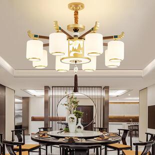 2024年新款新中式吊灯客厅灯大厅铁艺玻璃灯罩简约仿古餐厅卧室灯