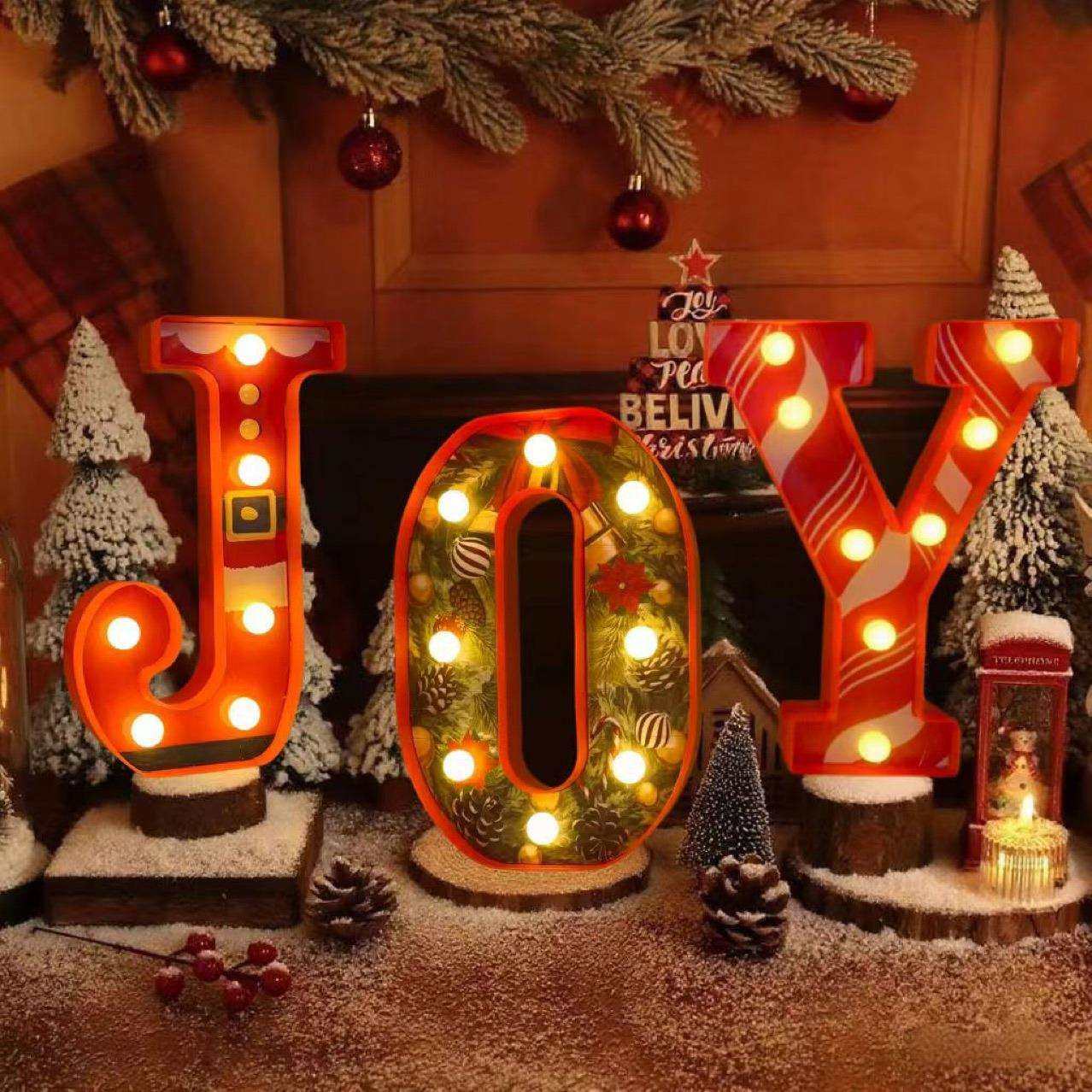 油印JOY字母灯led圣诞节场景布置装饰氛围灯桌面发光摆件道具灯牌,模玩/动漫/周边/娃圈三坑/桌游,模型制作工具/辅料耗材,淘宝优惠券,粉丝福利购,淘宝优惠卷