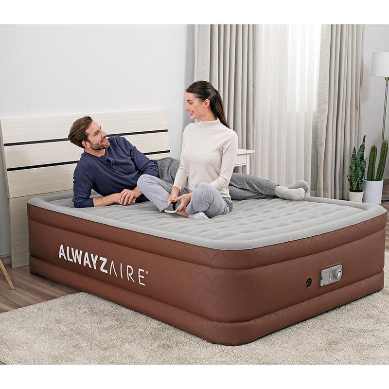 Bestway69160新款双人假三层植绒面布面床欧规无极智能泵高端床垫