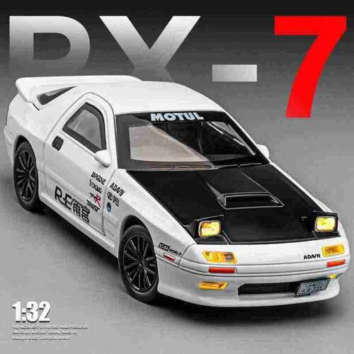 1:32马自达RX7合金车模型仿真头文字D跑车摆件儿童玩具小汽车