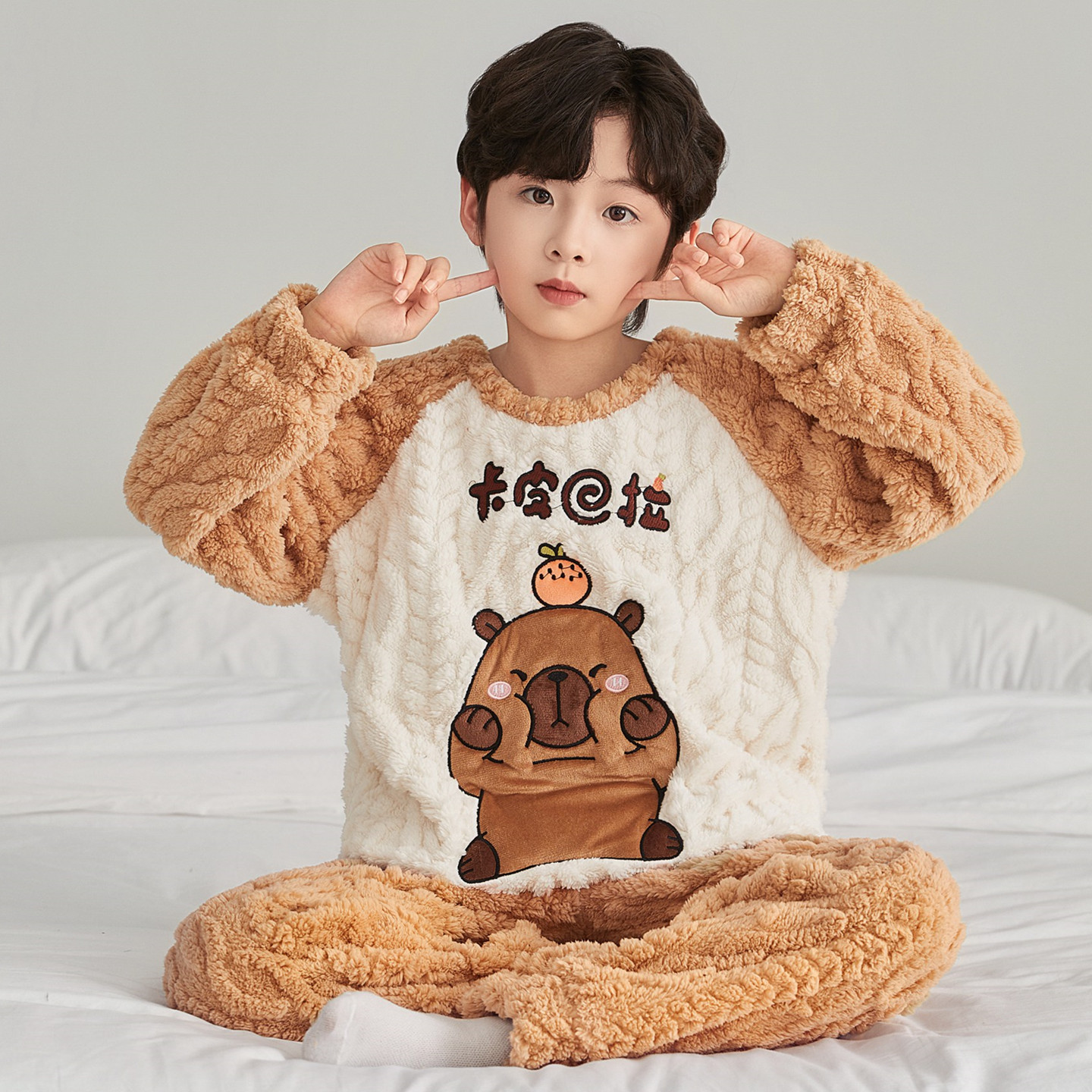 儿童睡衣男童冬季珊瑚绒加厚