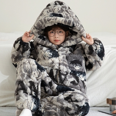 儿童睡衣男童冬季2025三层夹棉
