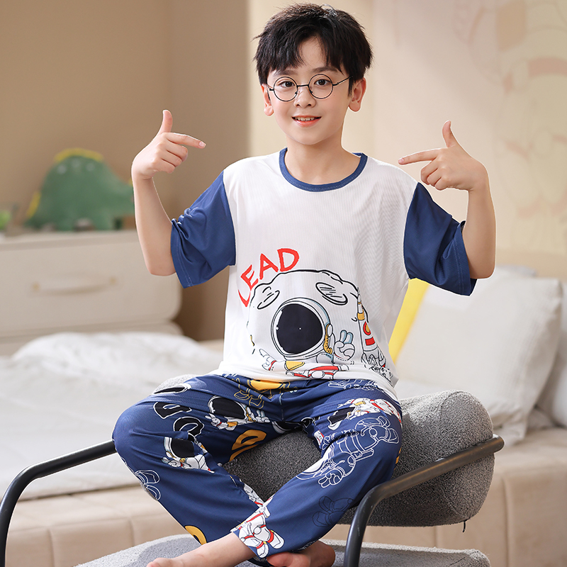 男童冰丝睡衣短袖空调服薄款网红