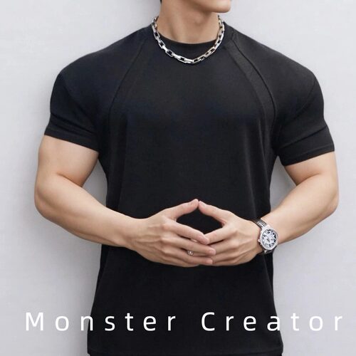 美式肌肉健身男士显大T恤