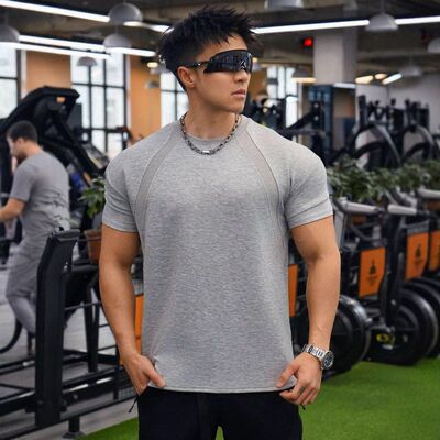 美式肌肉健身男士显大T恤