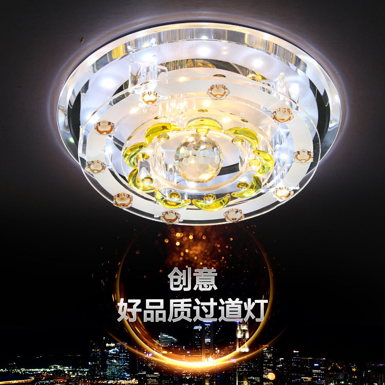 走廊灯简约现代玄关灯正方形水晶led射灯门厅灯入户灯调光吸顶灯