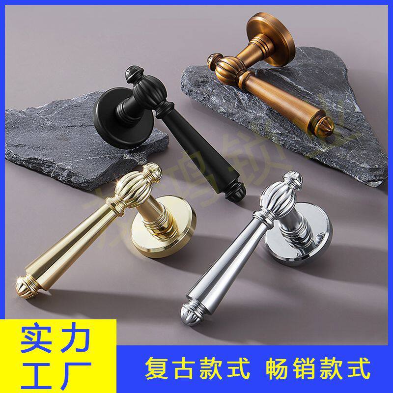 法式轻奢卧室门锁南瓜锁金色复古室内磁吸静音锁房间门锁锁具批发