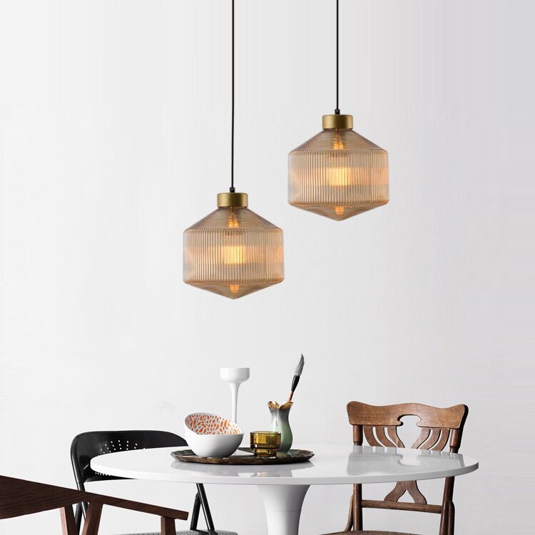 北欧极简美式复古创意个性餐灯床头吧台咖啡厅样板房玻璃艺术吊灯