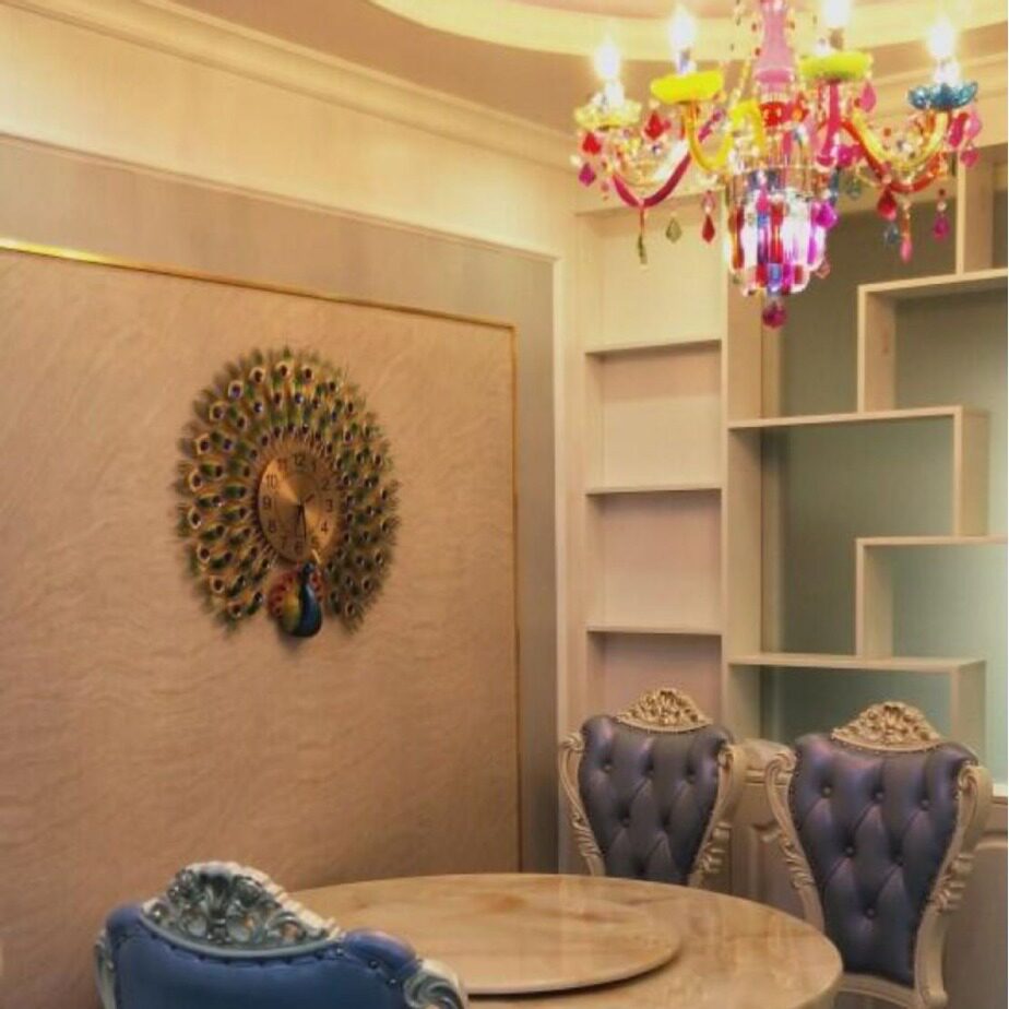漫咖啡厅彩色水晶吊灯欧式儿童房卧室吊灯服装店网咖ktv蜡烛灯具
