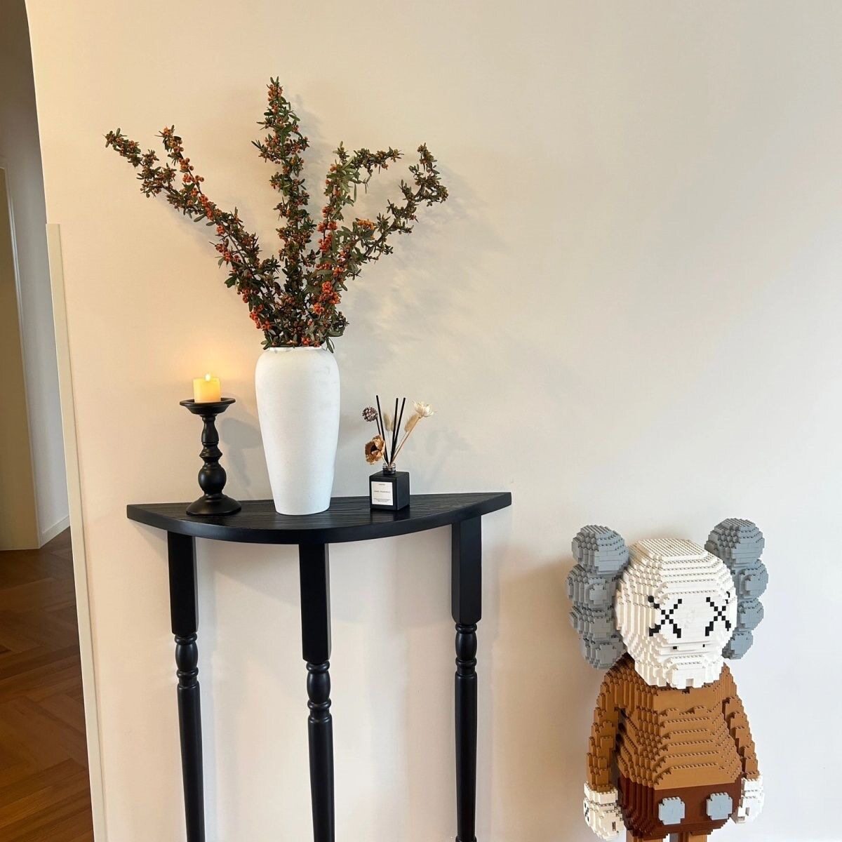 实木轻奢简约现代玄关桌半圆入户走廊展示台靠墙窄装饰架极简超窄