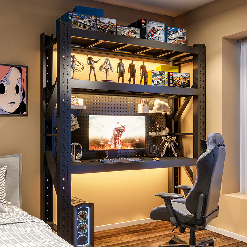 2026货架电脑桌加厚家用办公学习桌电竞房机械主机键盘多层一体收